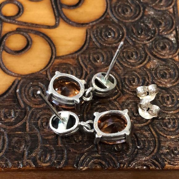 Stunning Faceted Golden Citrine Marcasite Sterling Silver Drop Earrings - Picture 10 of 11